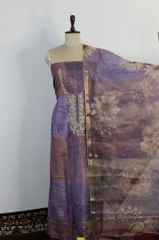 Pearl & Thread Hand Work Un-Stitched Suit Fabric