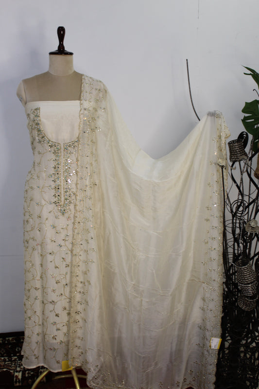 Hand Work Un-Stitched Suit Fabric