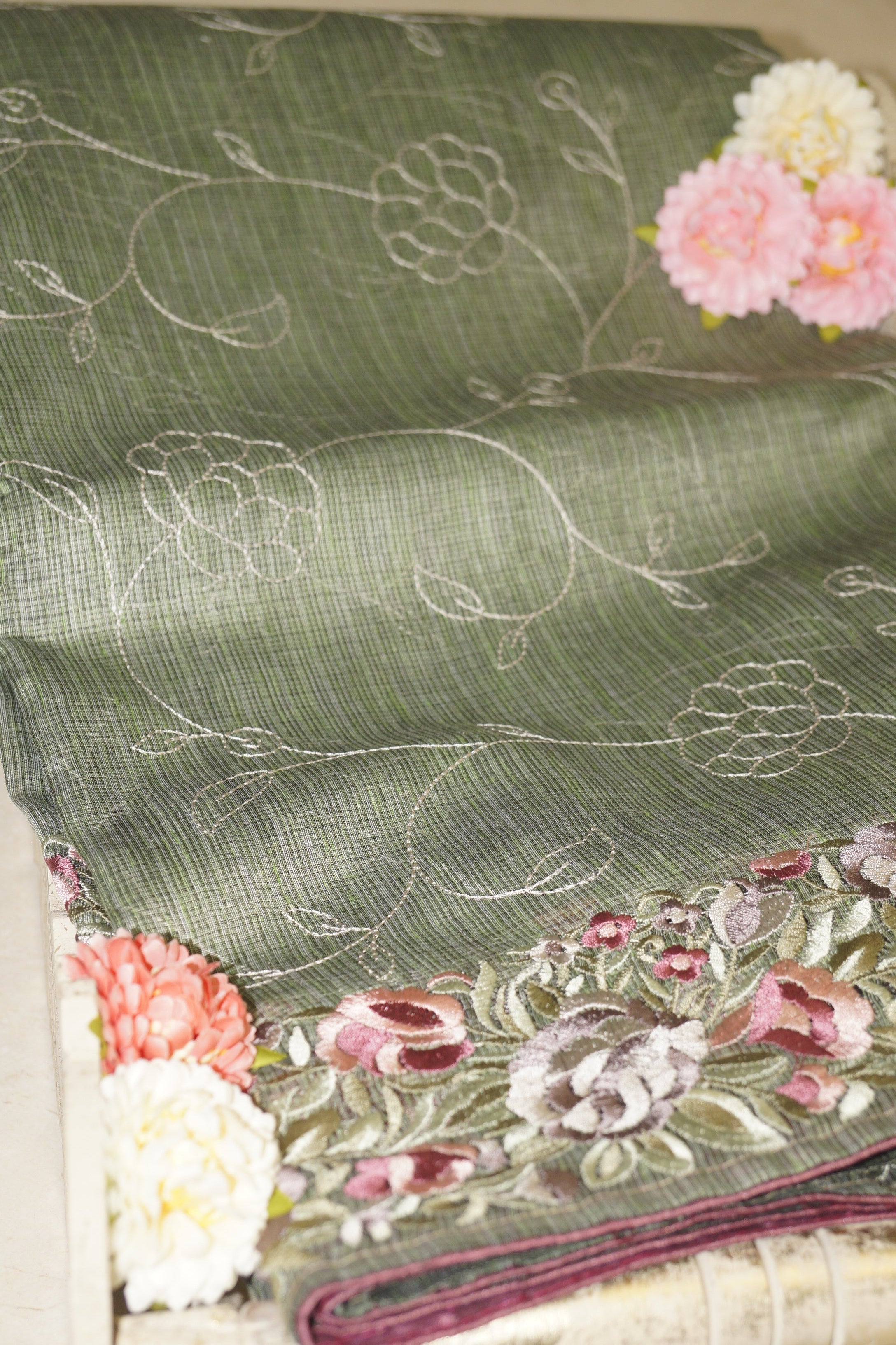 Cotton Tissue Saree Green