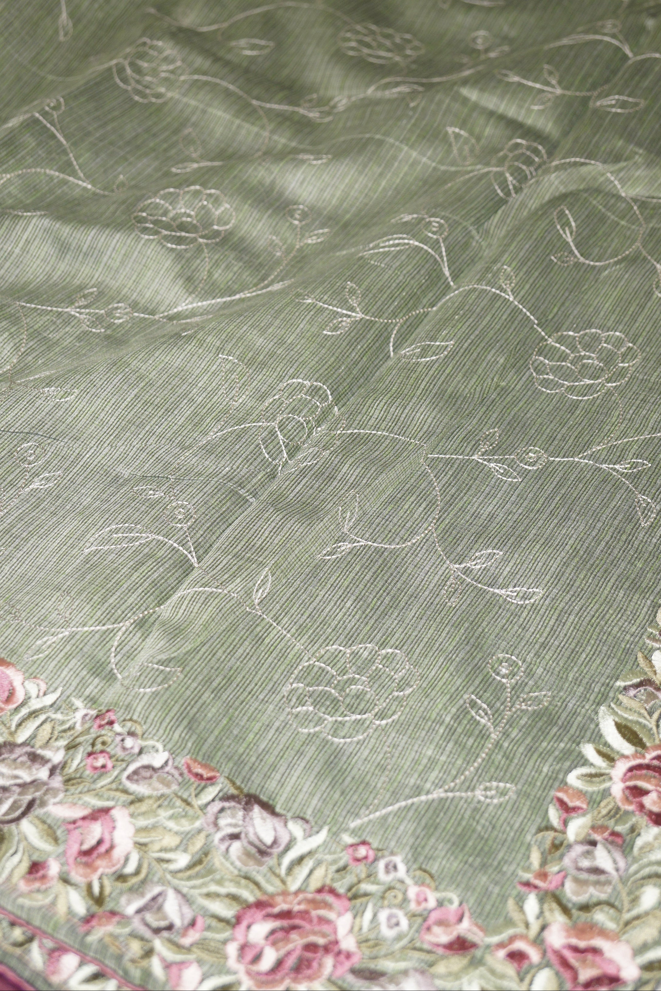 Cotton Tissue Saree Green
