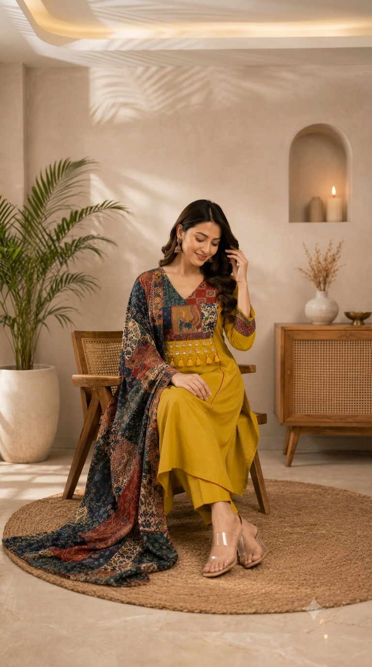Mustard Elegance With A Touch Of Timeless Artistry