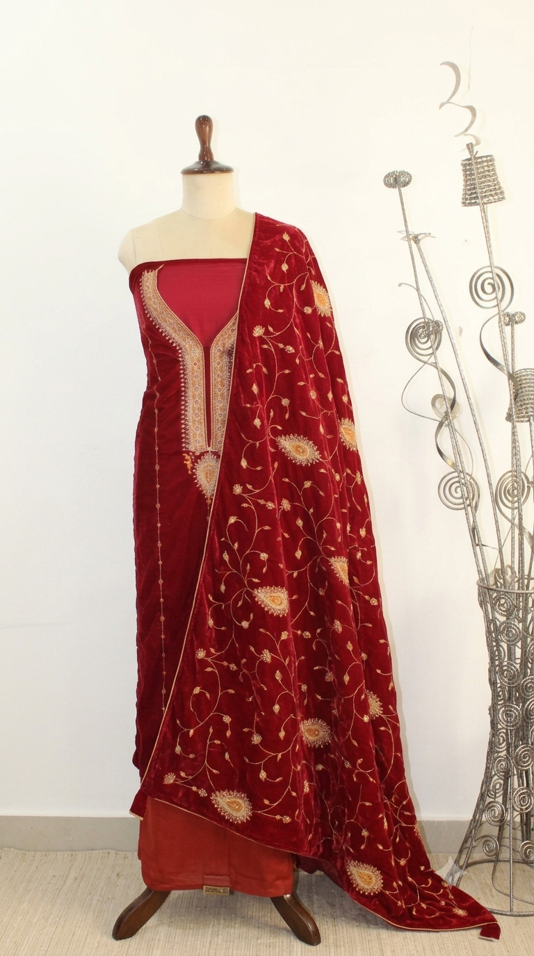 Velvet Un-Stitched Suit Fabric New
