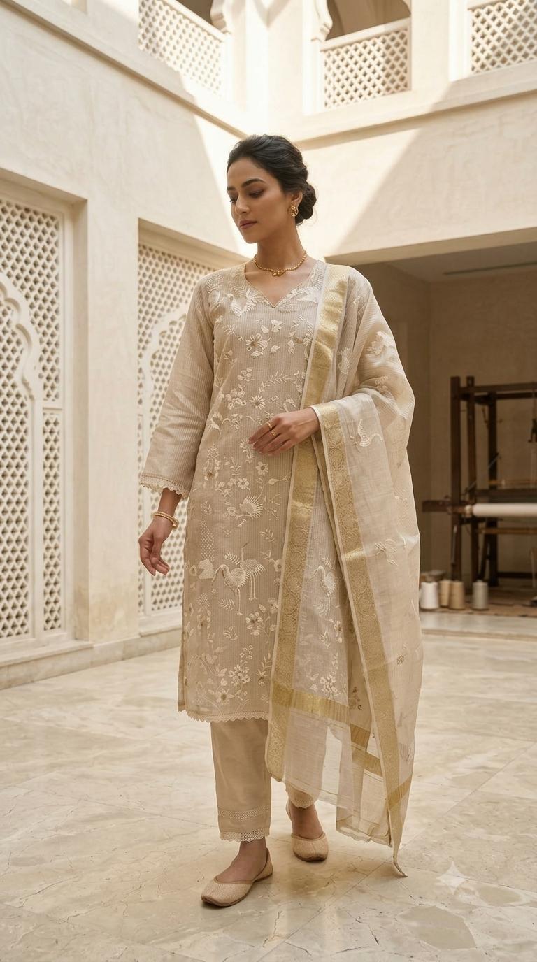 Golden Cotton Kurti Sets