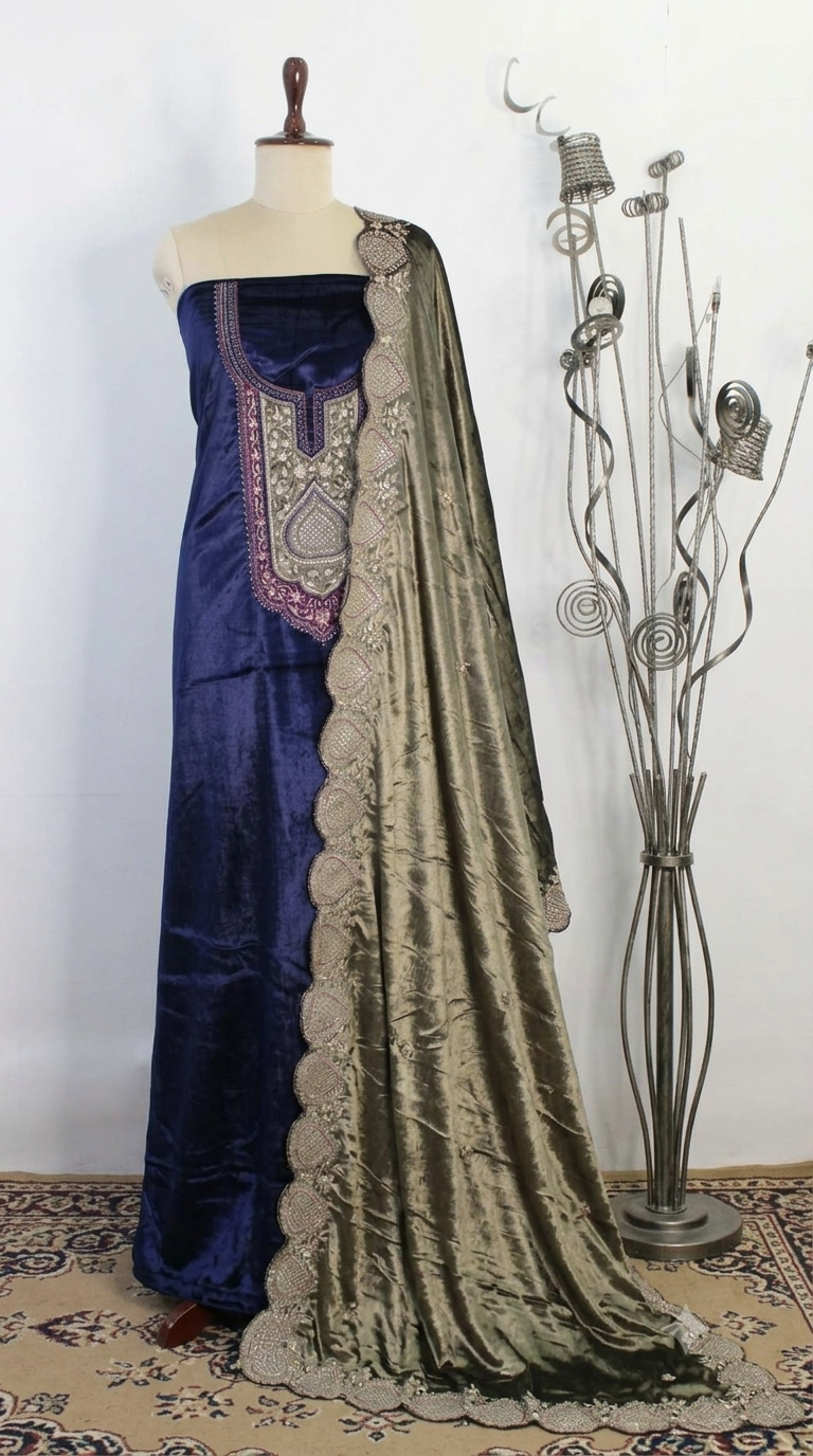 Velvet Un-Stitched Suit Fabric New