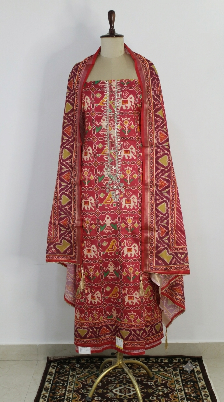 Ikat Print Un-Stitched Suit Fabric