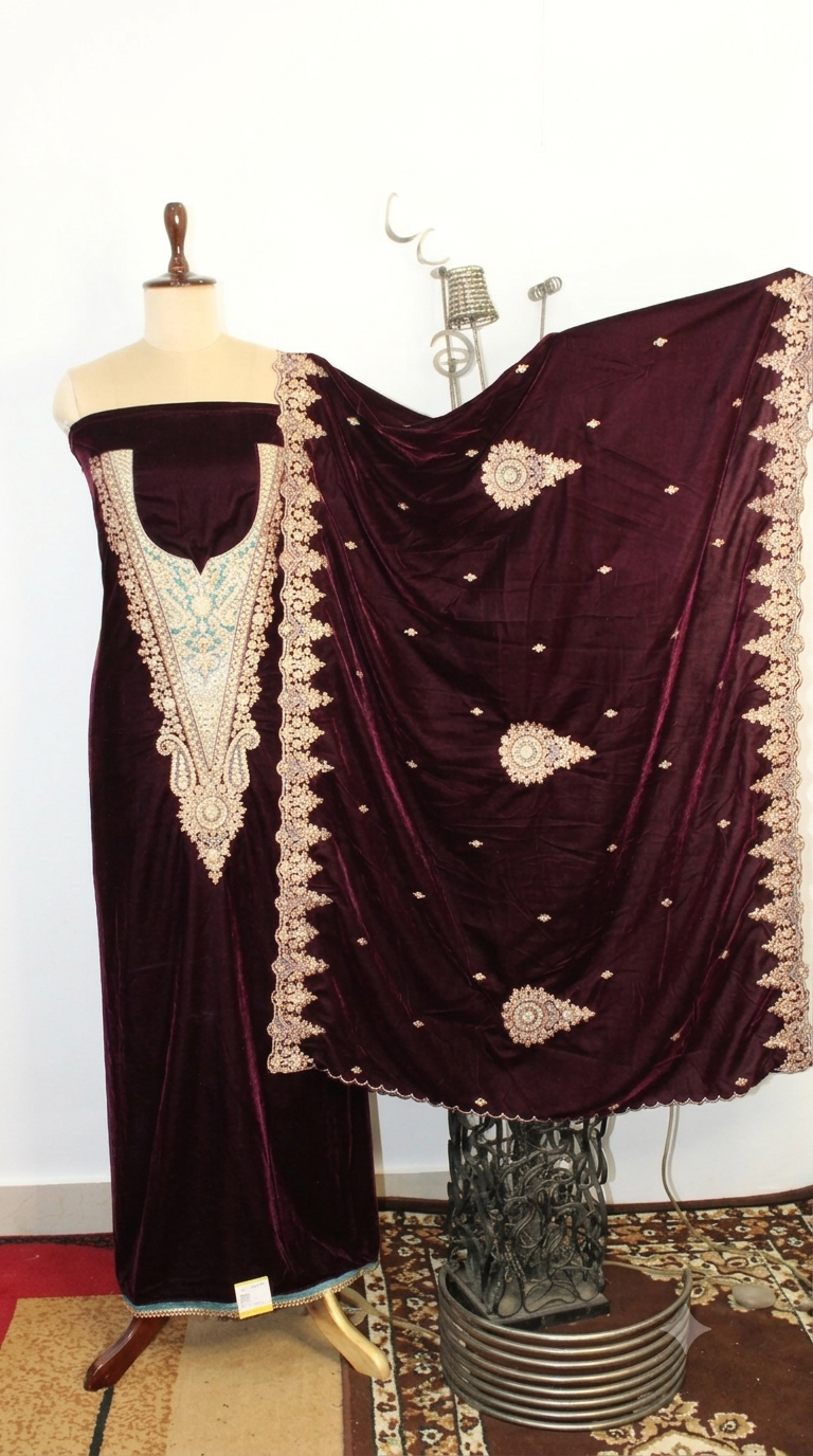 Velvet Un-Stitched Suit Fabric