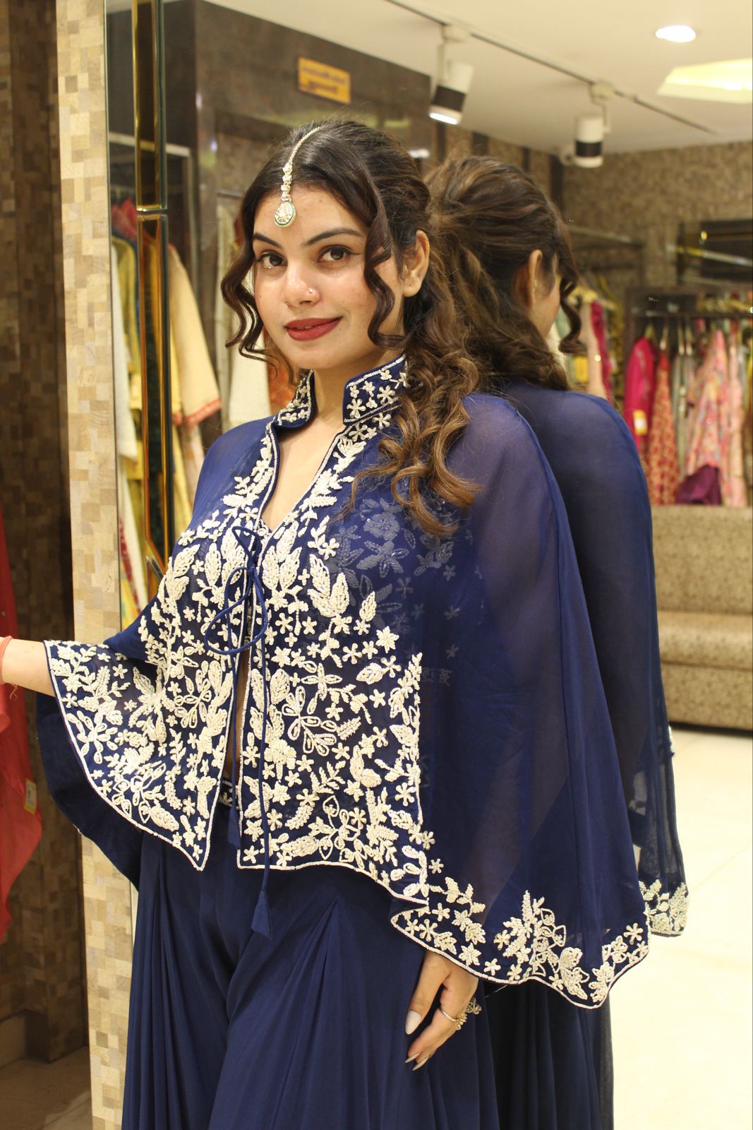 Crop Top & Flared Sharara With Beautiful Cape