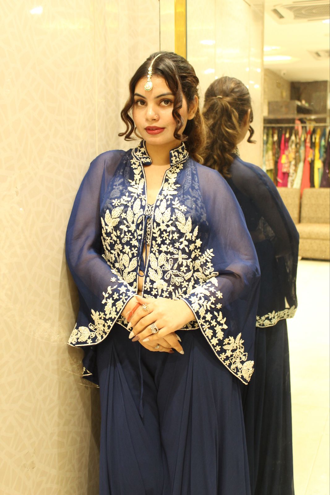 Crop Top & Flared Sharara With Beautiful Cape