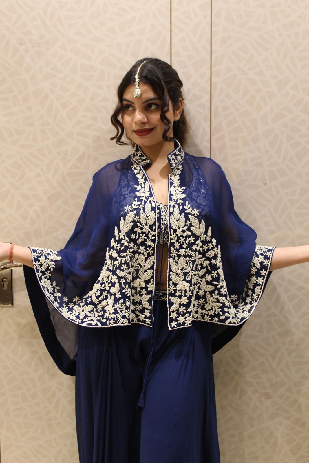 Crop Top & Flared Sharara With Beautiful Cape