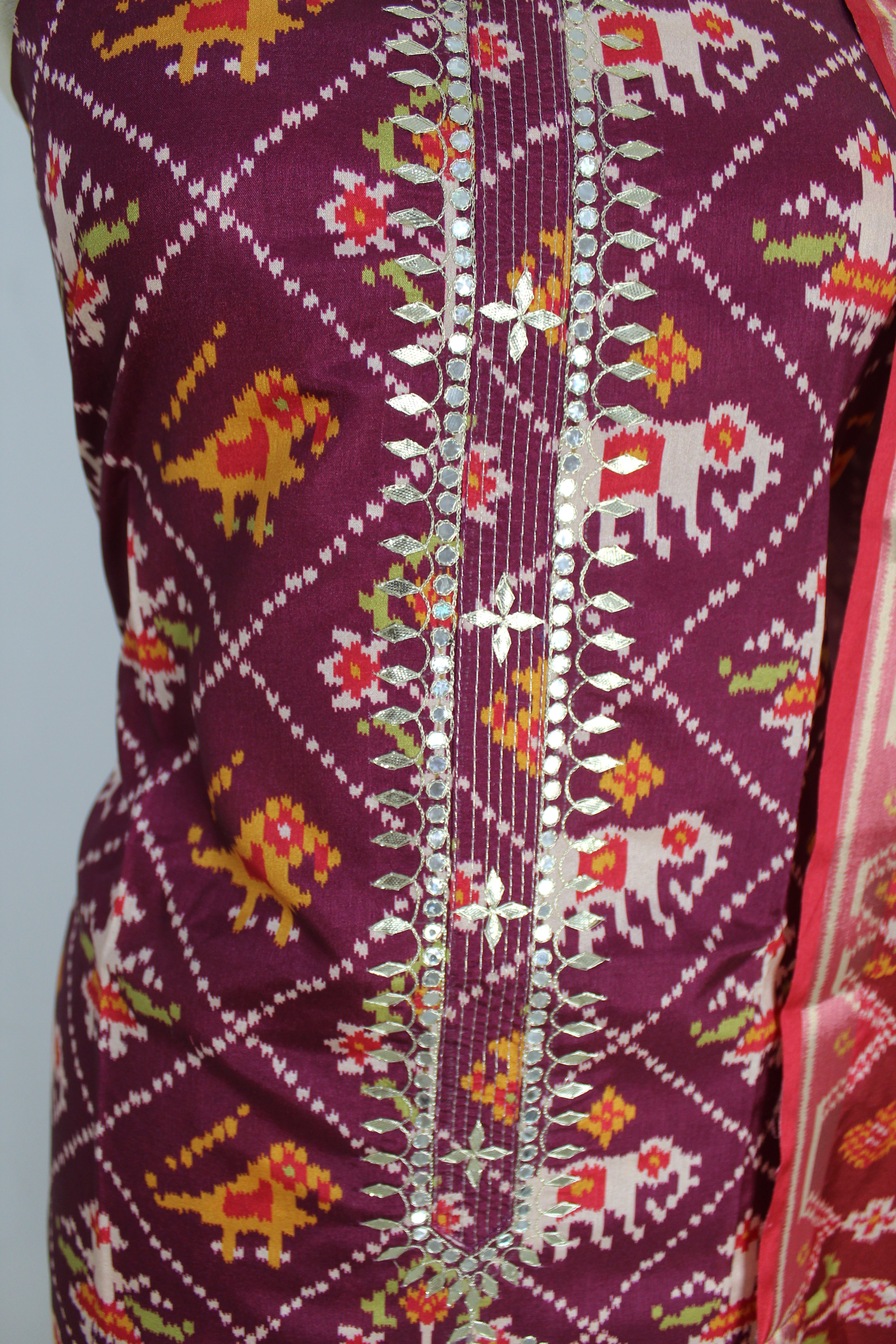 Ikat Print Un-Stitched Suit Fabric