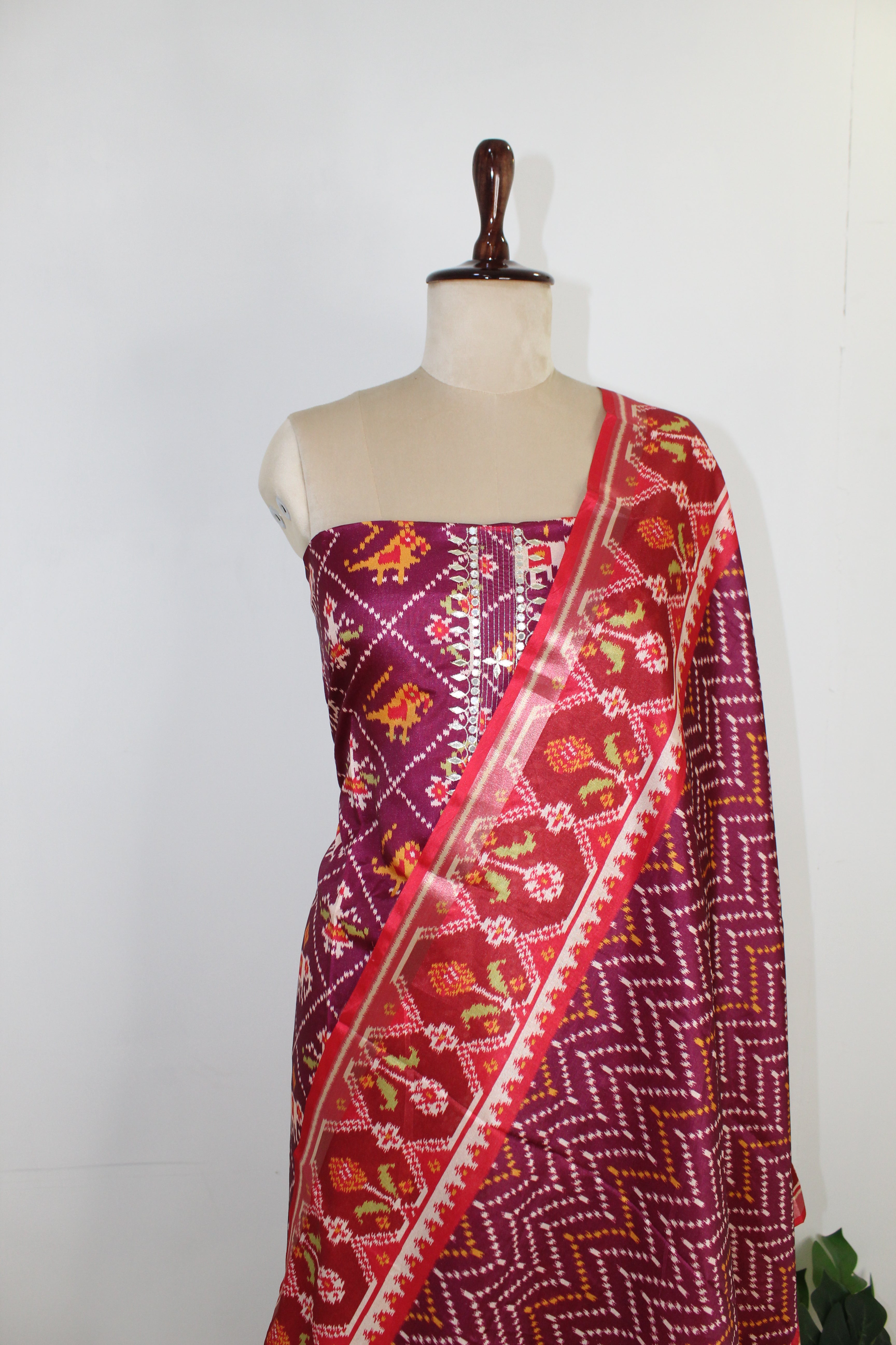Ikat Print Un-Stitched Suit Fabric