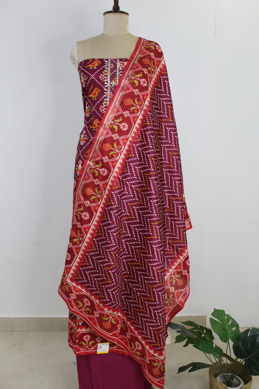 Ikat Print Un-Stitched Suit Fabric