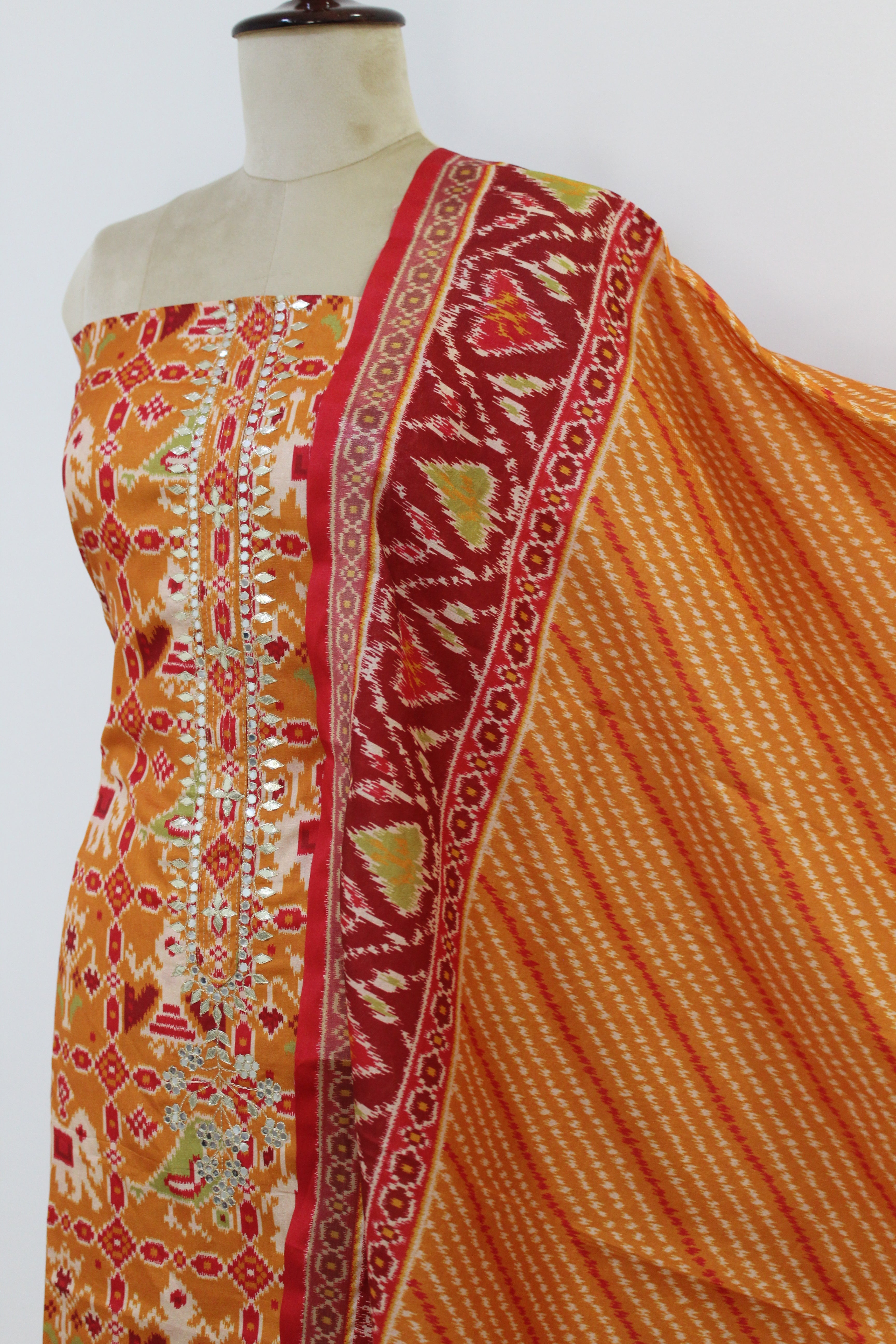 Ikat Print Un-Stitched Suit Fabric