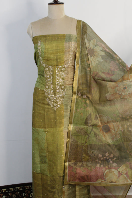 Pearl & Thread Hand Work Un-Stitched Suit Fabric