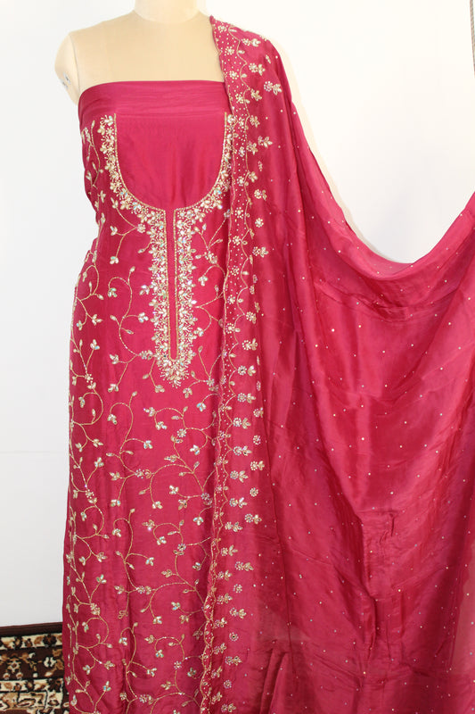 Hand Work Un-Stitched Suit Fabric