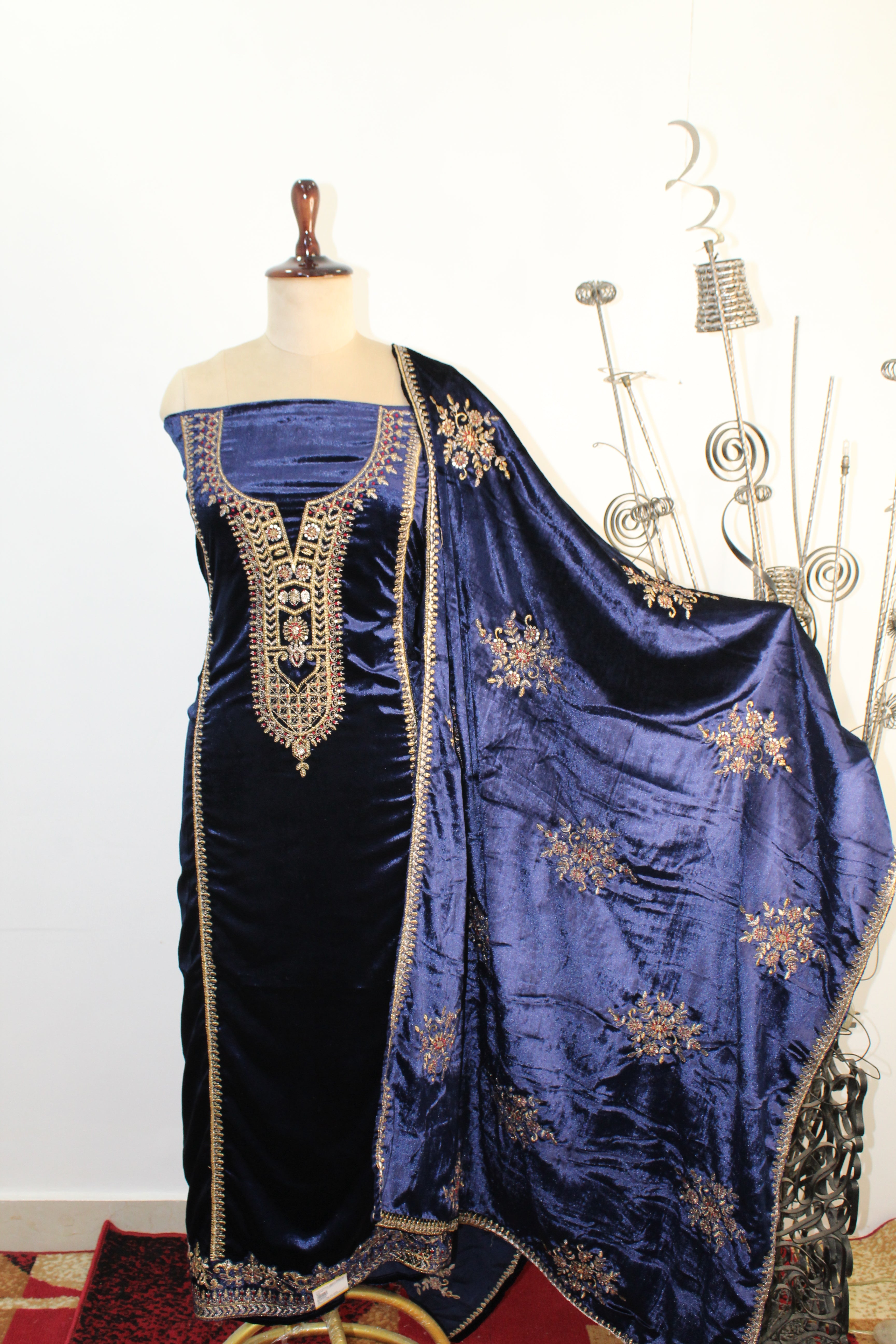 Velvet Un-Stitched Suit Fabric New