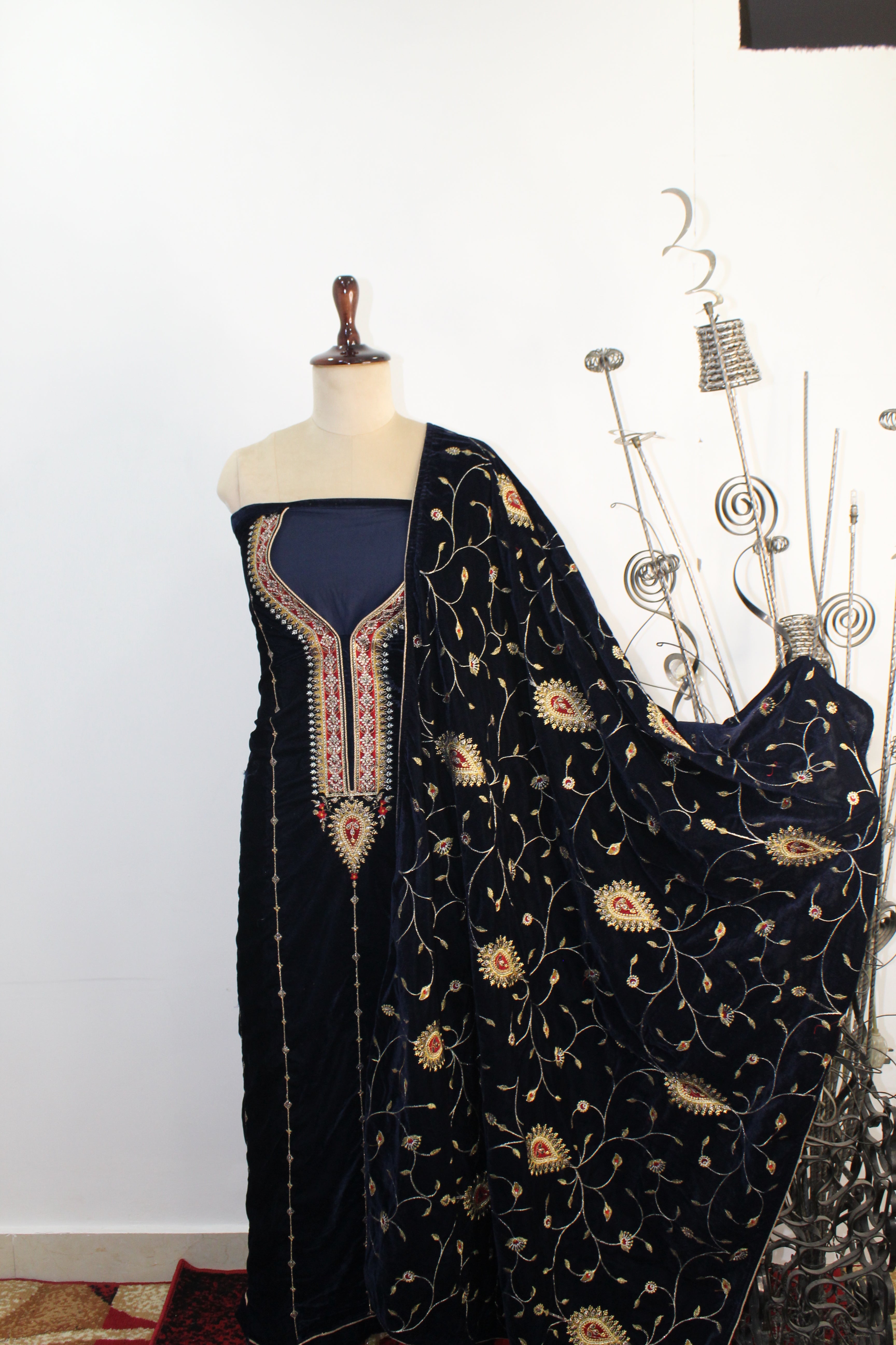 Velvet Un-Stitched Suit Fabric New