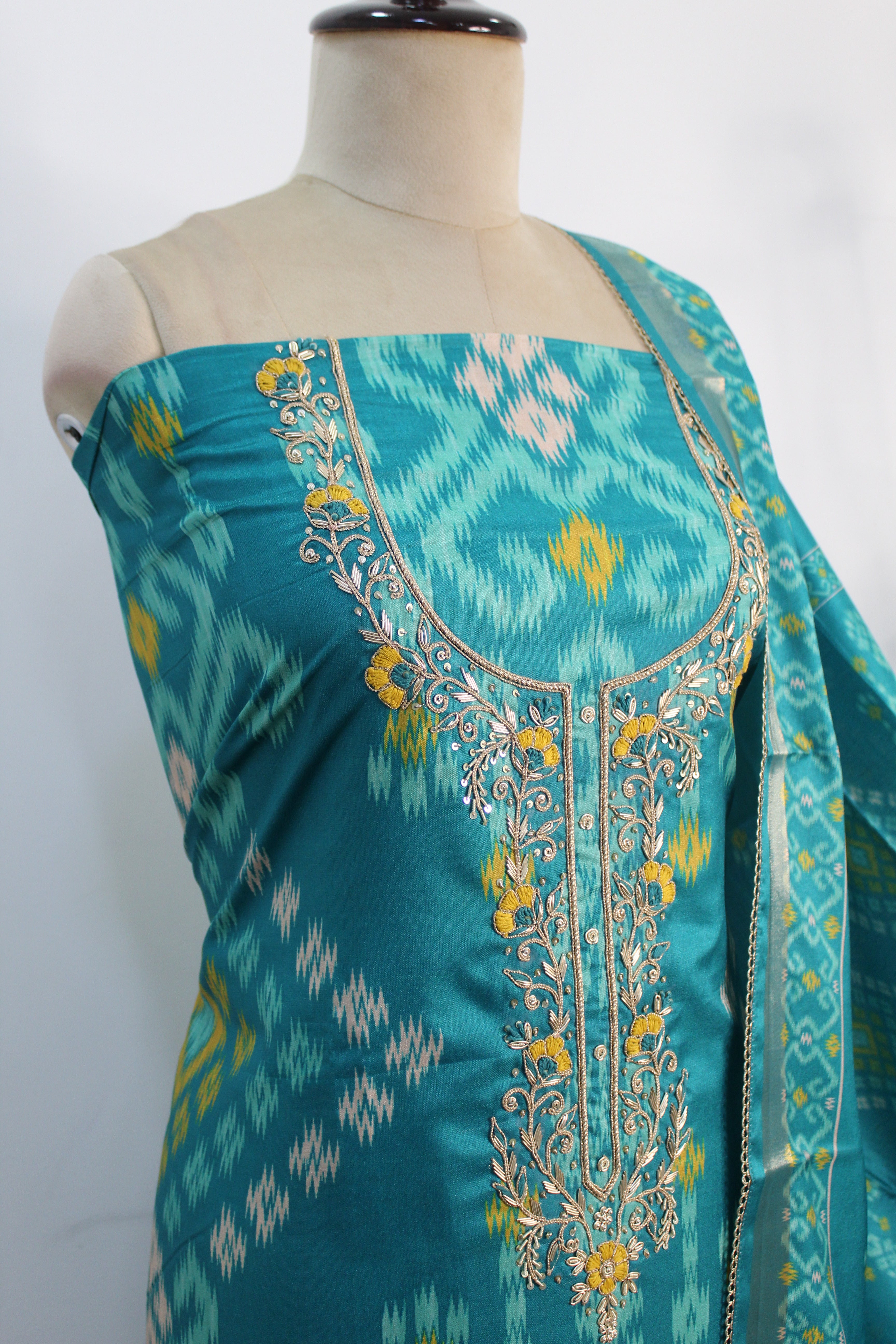 Rama Green Cotton Unstitched Suit Fabric