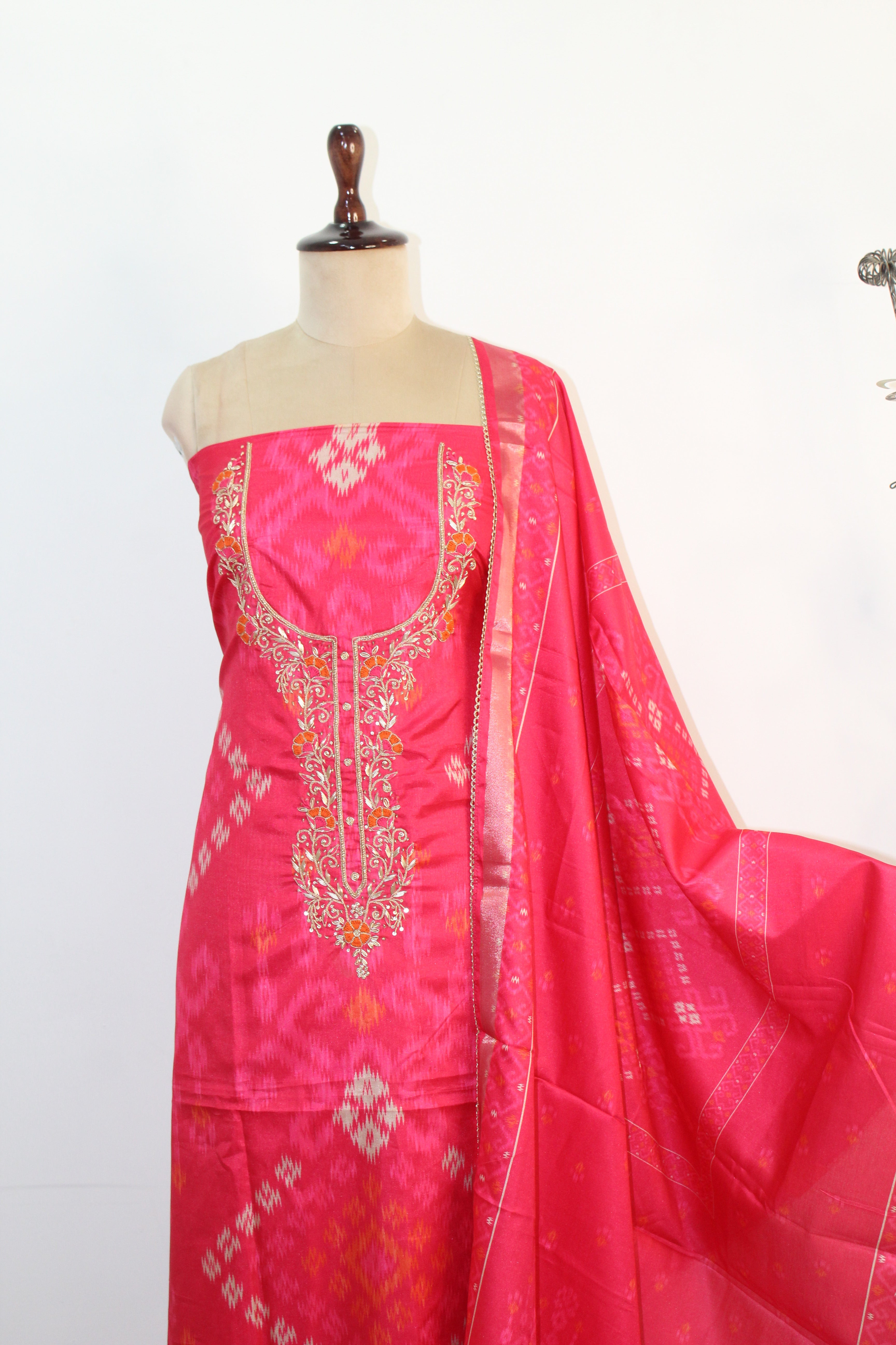 Rani Pink Cotton Unstitched Suit Fabric
