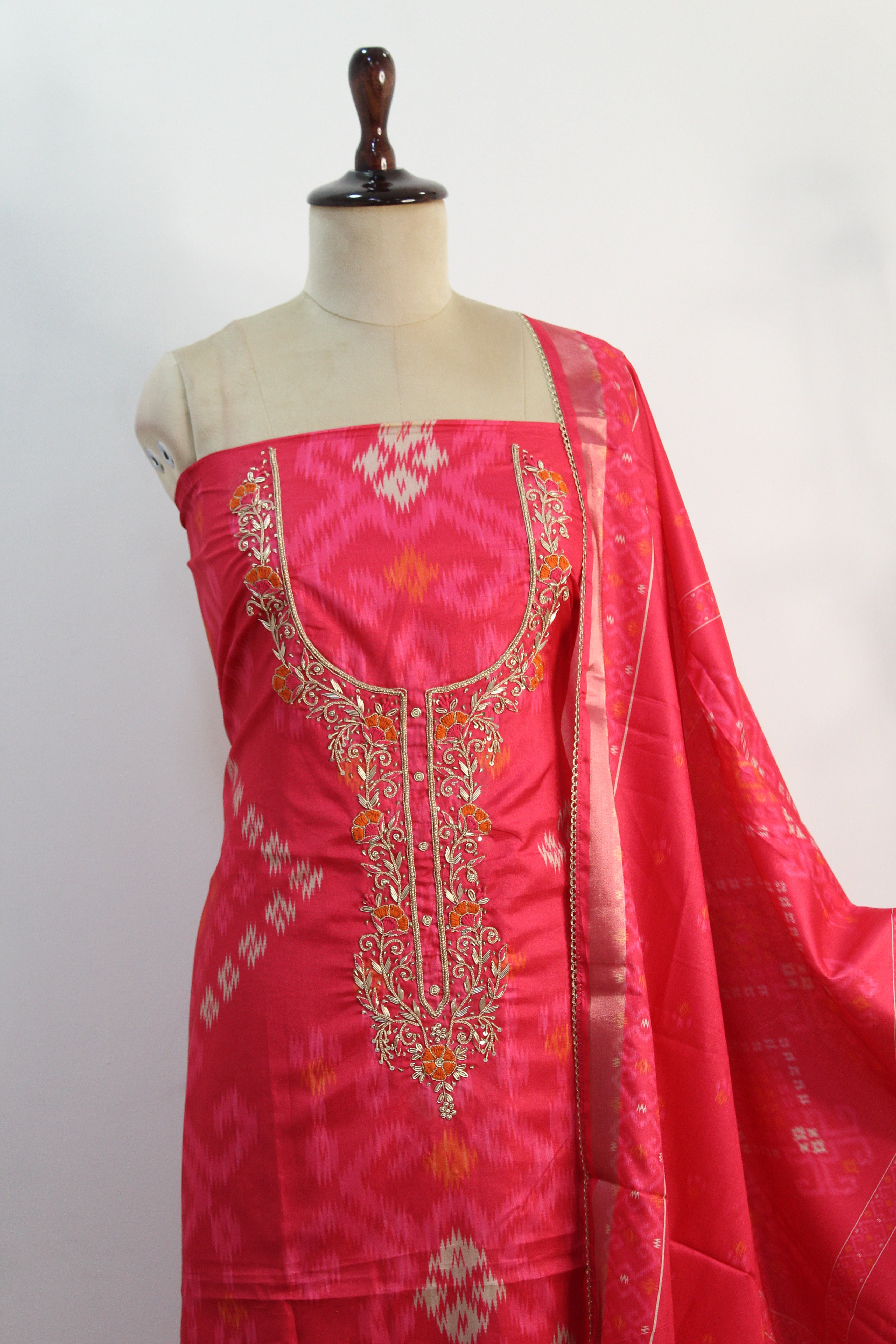 Rani Pink Cotton Unstitched Suit Fabric
