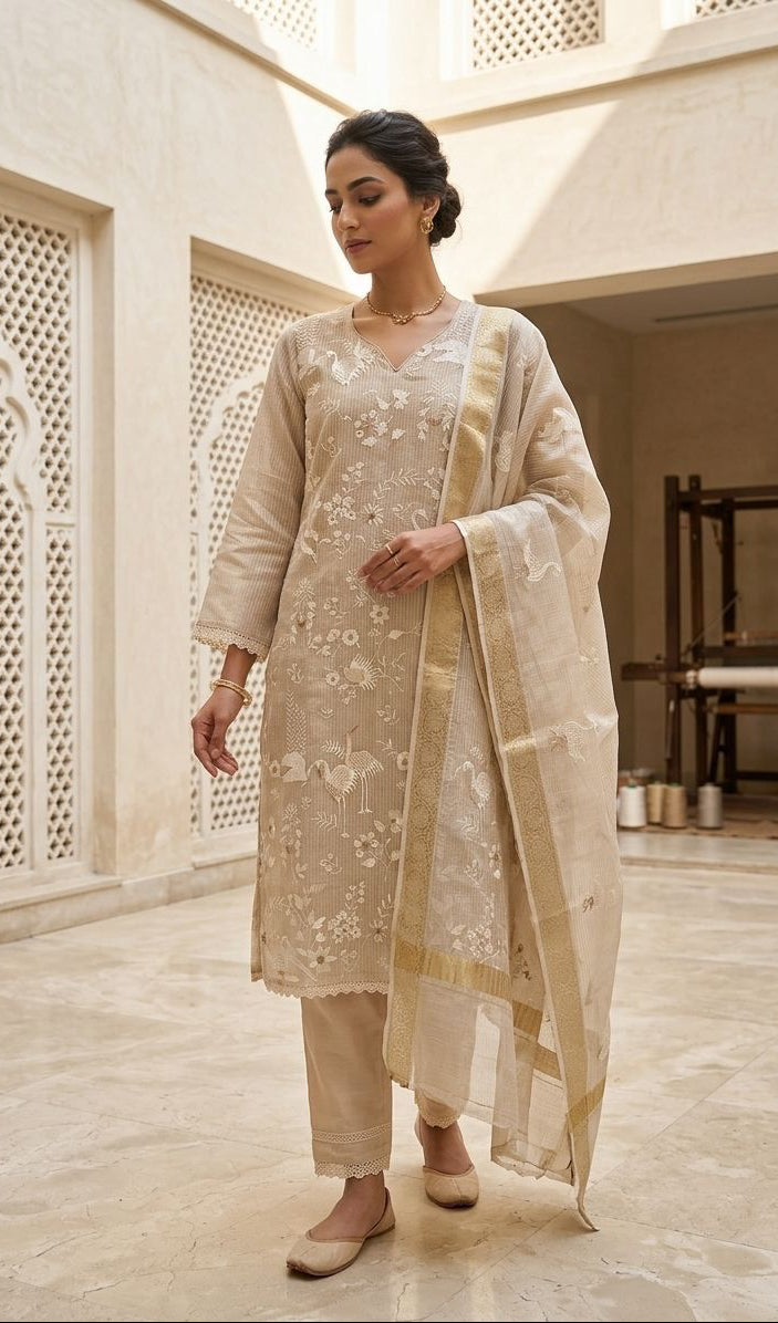 Golden Cotton Kurti Sets