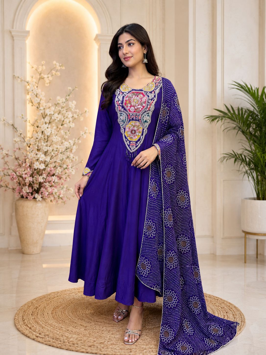 Royal Purple Elegance  Perfect Festive Anarkali With Statement Embroidery
