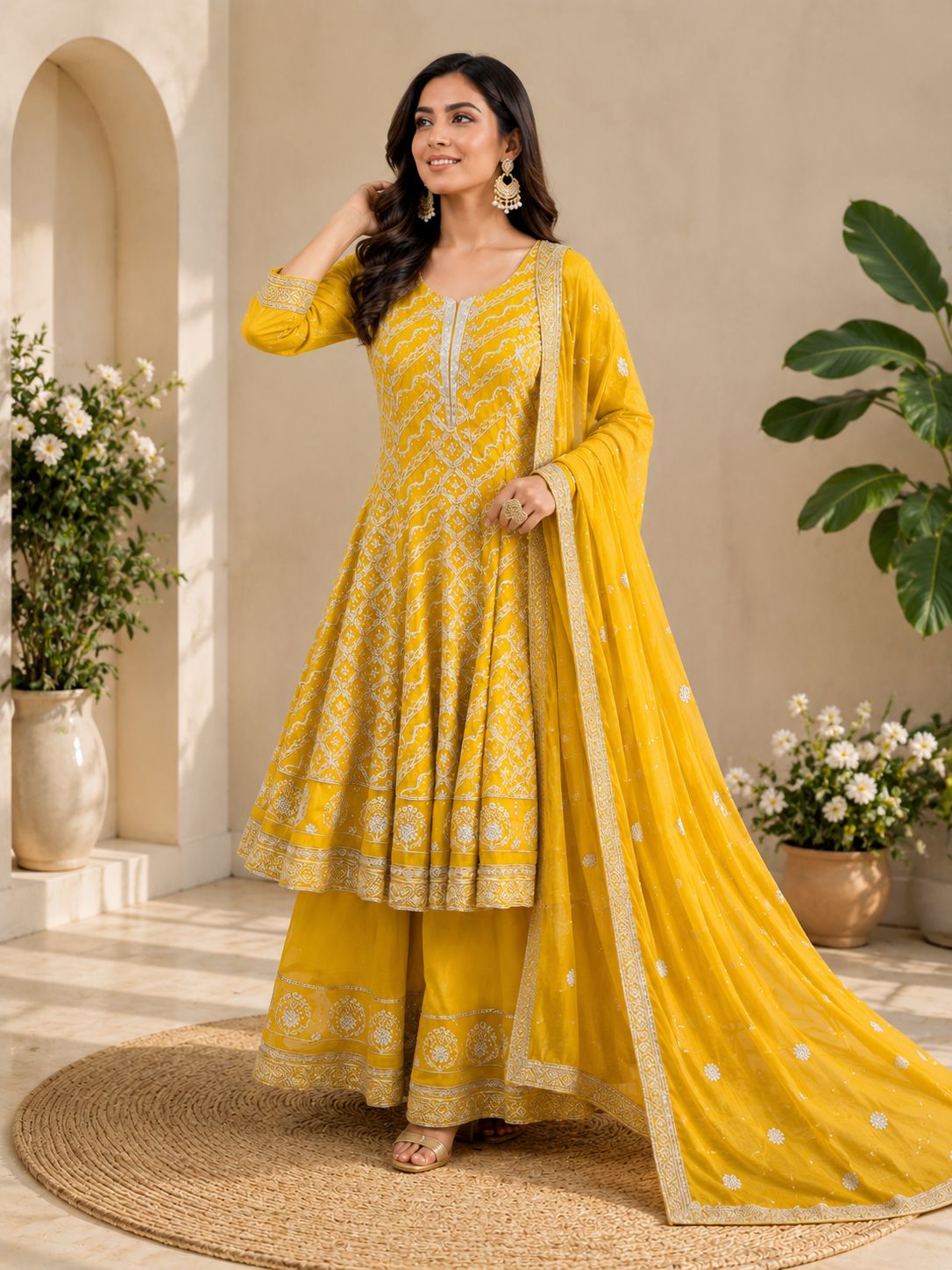 Sunshine Elegance In A Beautiful Mustard Short Anarkali With Plazo
