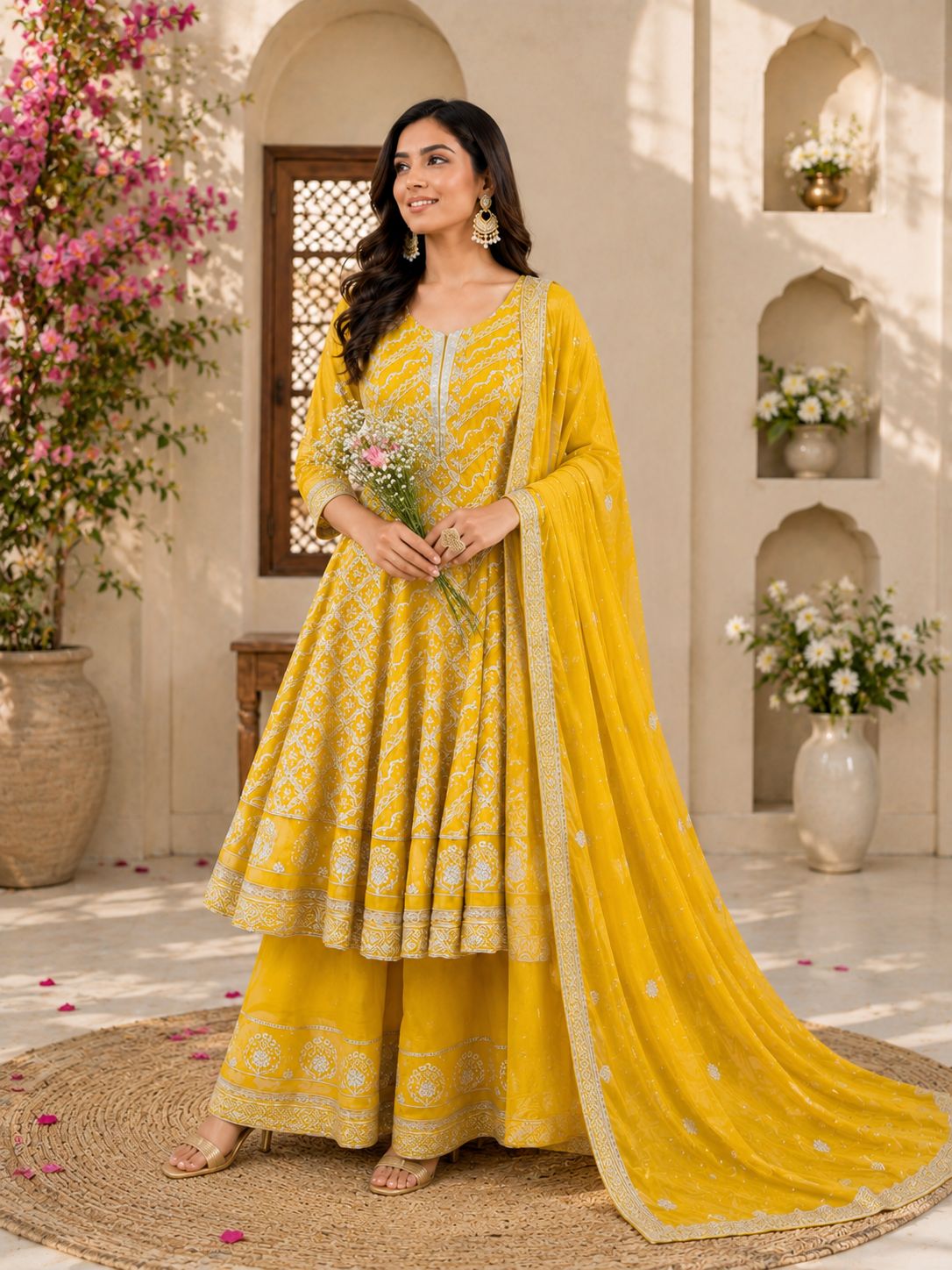 Sunshine Elegance In A Beautiful Mustard Short Anarkali With Plazo
