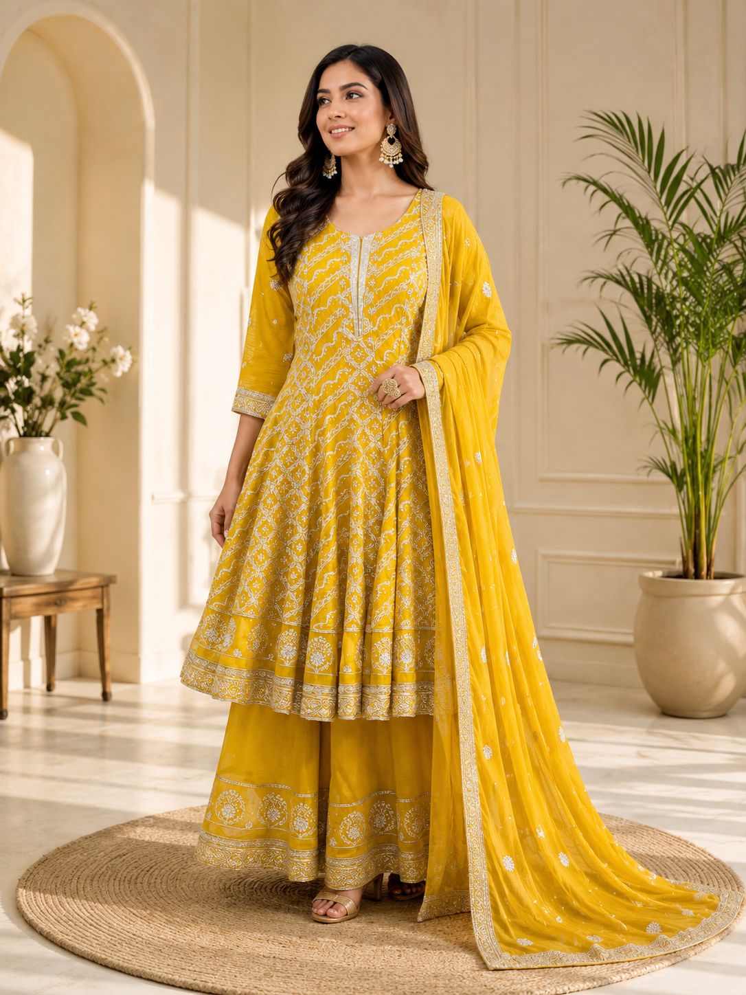 Sunshine Elegance In A Beautiful Mustard Short Anarkali With Plazo