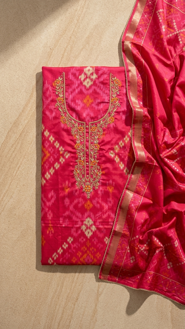 Rani Pink Cotton Unstitched Suit Fabric