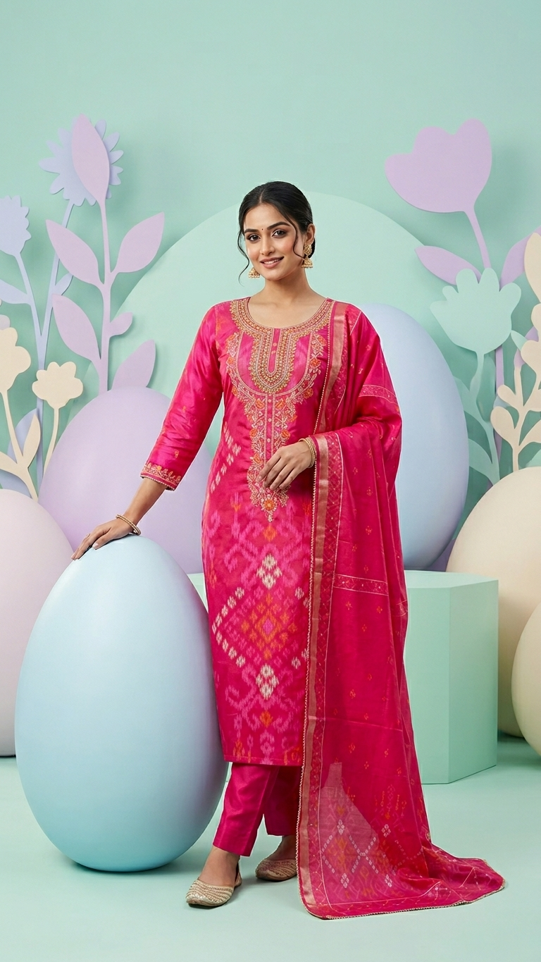 Rani Pink Cotton Unstitched Suit Fabric