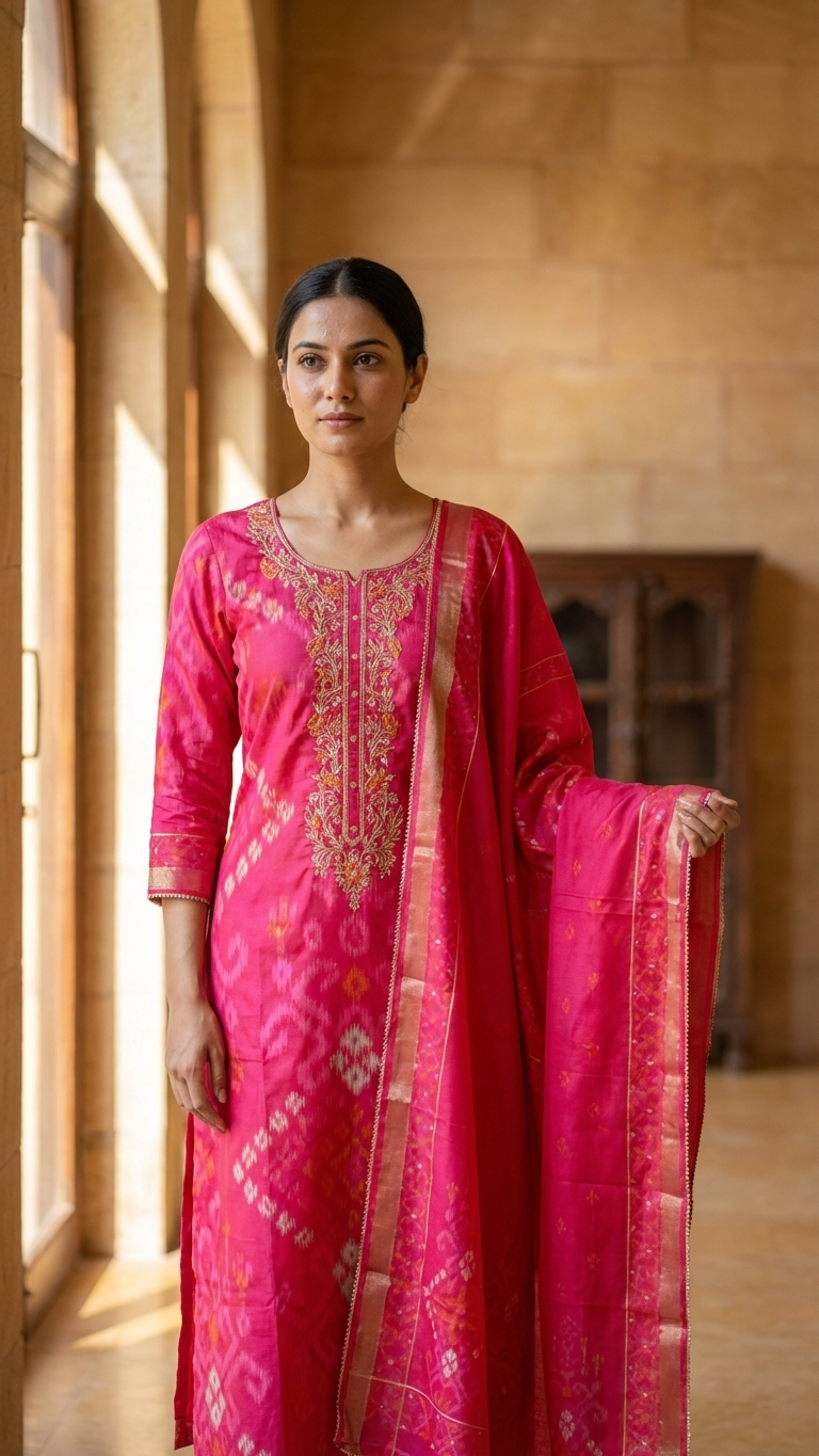 Rani Pink Cotton Unstitched Suit Fabric