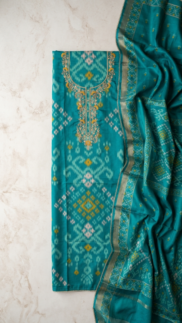 Rama Green Cotton Unstitched Suit Fabric