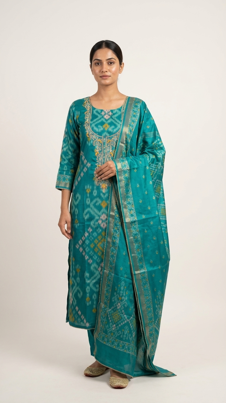Rama Green Cotton Unstitched Suit Fabric