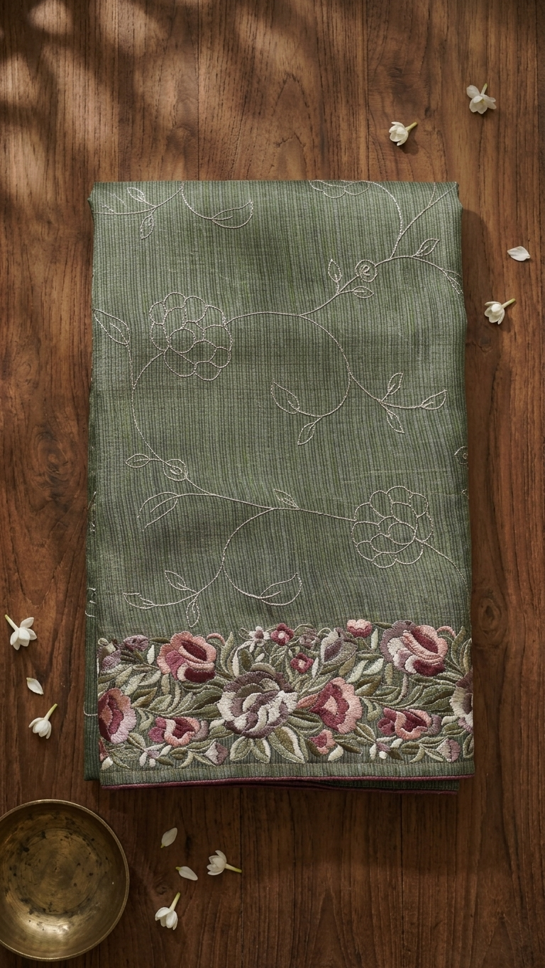 Cotton Tissue Saree Green